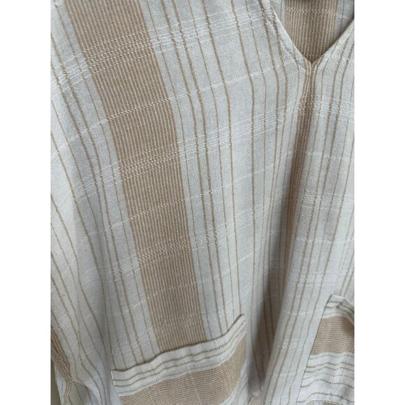 SOLD Grade & Gather womens white tan Blouse small short sleeve cotton po - Picture 5 of 9